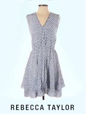 Rebecca Taylor • Silk Ditsy Tulip Print Mini Dress || Size 10